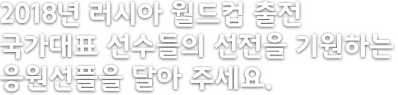 2018년 러시아 월드컵 출전 국가대표 선수들의 선전을 기원하는 응원선플을 달아 주세요.